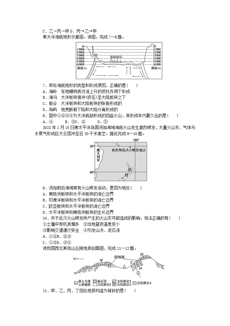 新教材2023版高中地理課時作業(yè)6內力作用與地表形態(tài)湘教版選擇性必修1第2頁