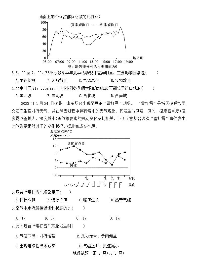 安徽省合肥市一六八中学2023-2024学年高三上学期名校名师测评卷(四)地理试卷(Word版附解析)02