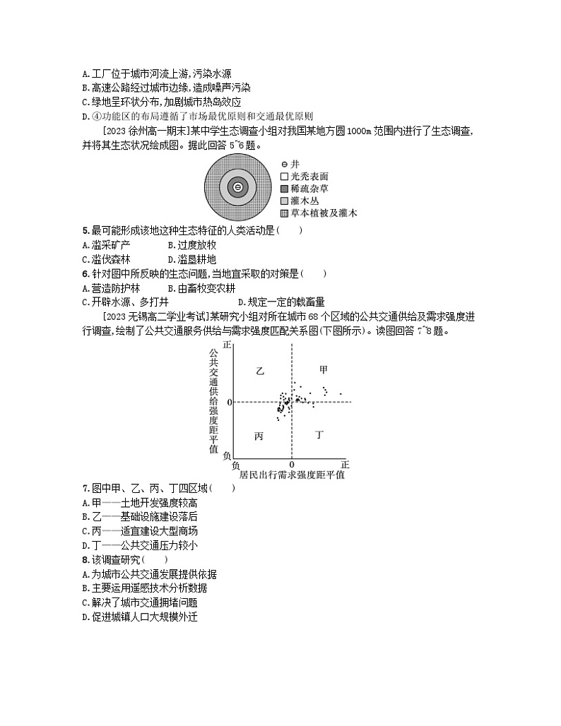 2023_2024学年新教材高中地理第四单元环境与发展单元活动人文地理社会调查分层作业鲁教版必修第二册02