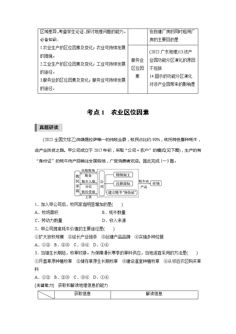 新高考地理二轮复习(新高考版) 第1部分 专题8 考点1 农业区位因素(学生版)第2页