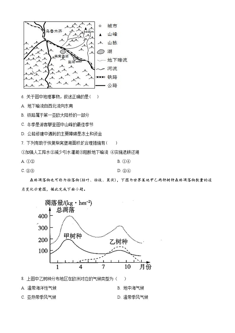 重庆市黔江中学2022-2023学年高二上学期11月考试地理试题(原卷版)第3页