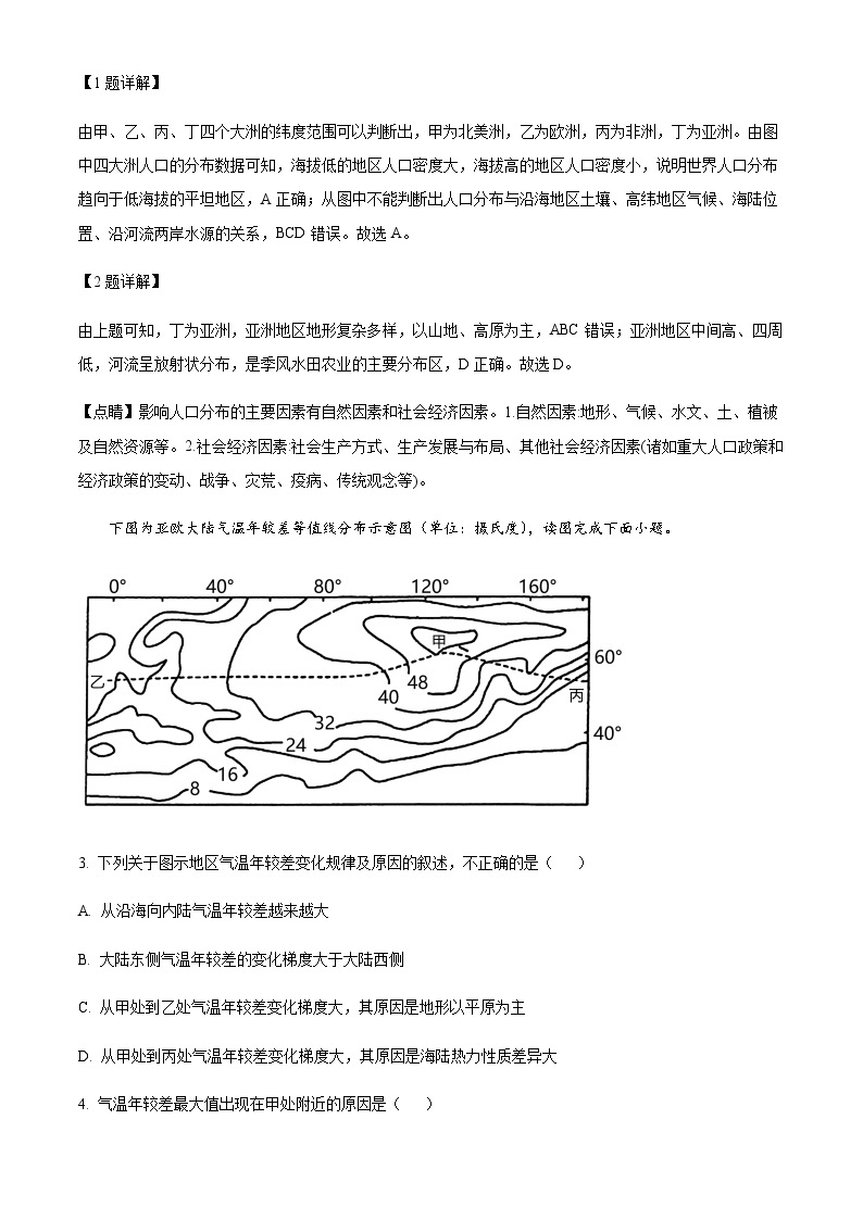 2023-2024学年湖北省武汉市常青联合体联考高二上学期1月期末地理试题含解析02