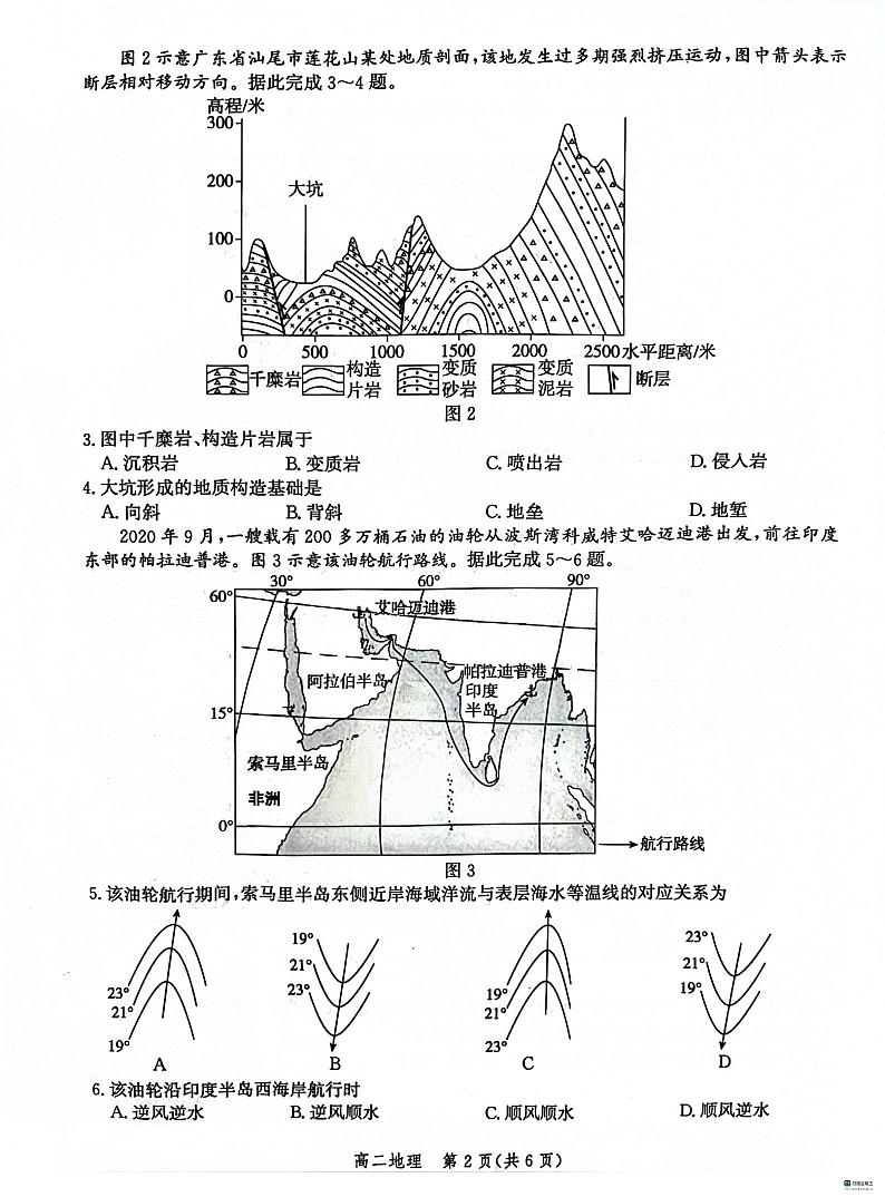 河北省沧州市2023-2024学年高二上学期期末教学质量监测地理试卷(PDF版附解析)第2页