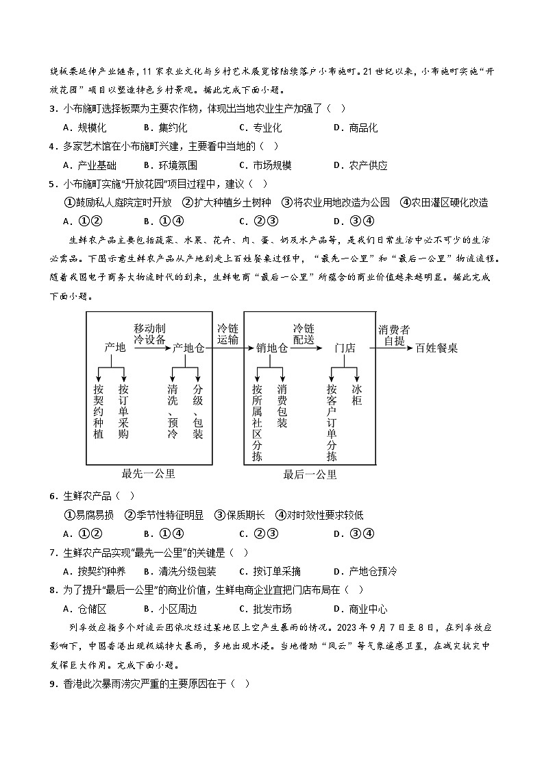 高考模擬卷（二）-備戰(zhàn)2024年高考地理階段性模擬仿真沖刺卷（浙江專(zhuān)用）（原卷版）第2頁(yè)
