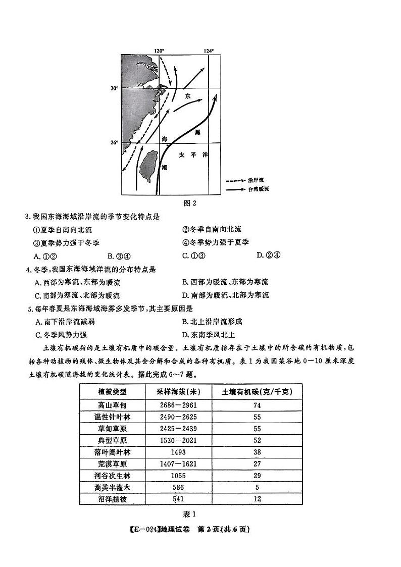 2024届江西省九江十校高三第二次联考地理试题第2页