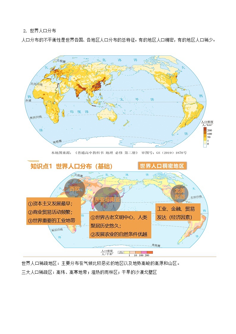 第20讲 人口分布和人口容量(讲义)(原卷版)第3页