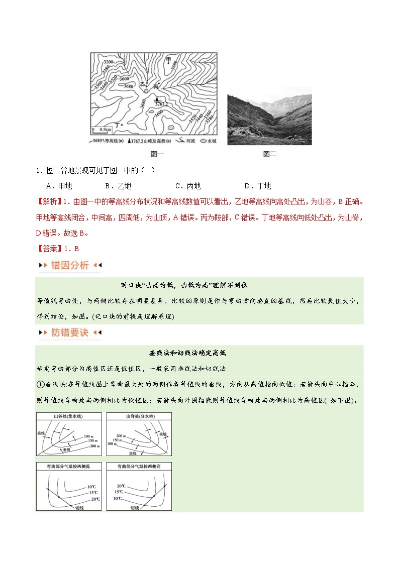 （新高考）高考地理三轮复习易错题突破练习专题01 等高线提分突破（5大易错）（2份打包，原卷版+教师版）02