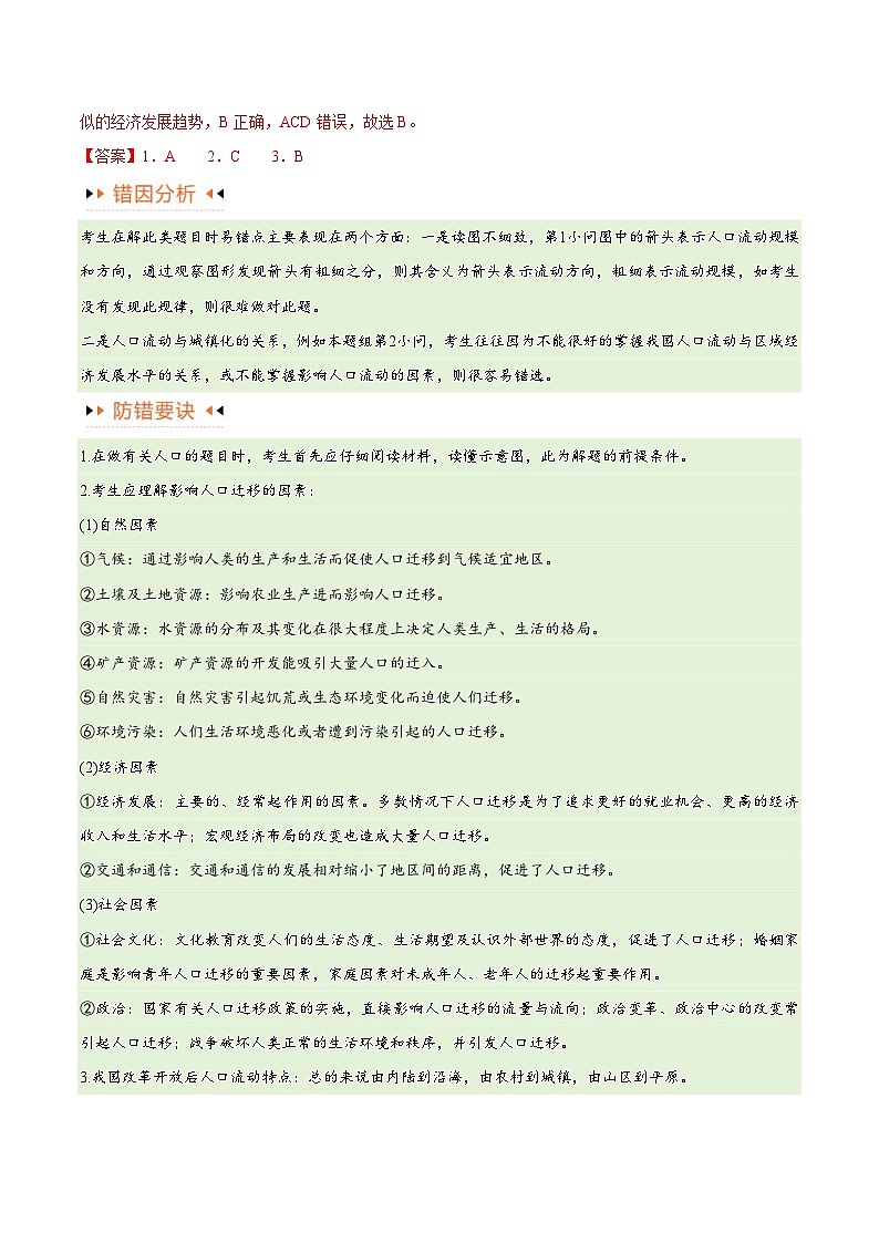 (新高考)高考地理三轮复习易错题突破练习专题07 人口与城市(6大易错) (教师版)第3页