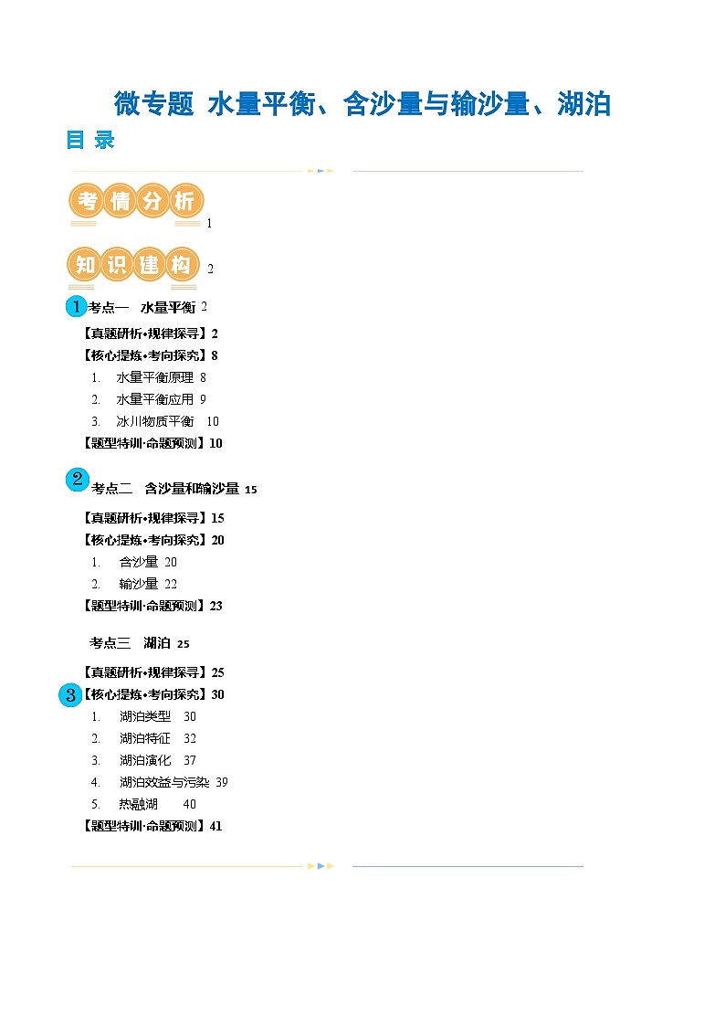 专题04 微专题 水量平衡、含沙量与输沙量、湖泊(讲义)(解析版)第1页