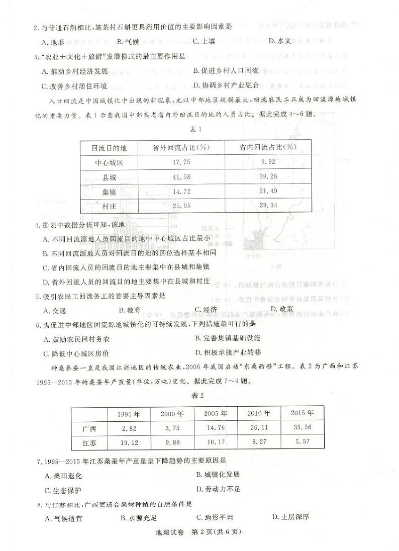 湖北省高中名校联盟2024届高三第三次联考综合测评地理第2页