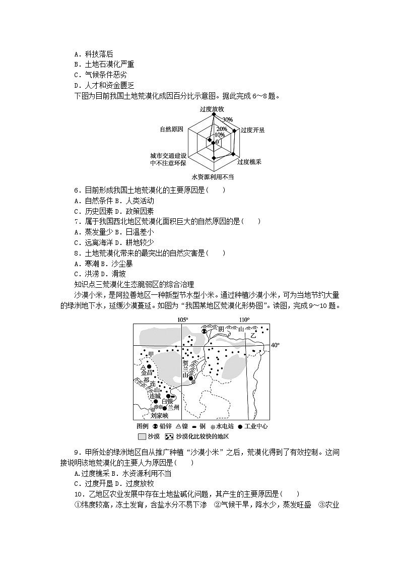 2023版新教材高中地理第二章区域发展第四节生态脆弱区的综合治理__以我国荒漠化地区为例课时作业湘教版选择性必修2第2页