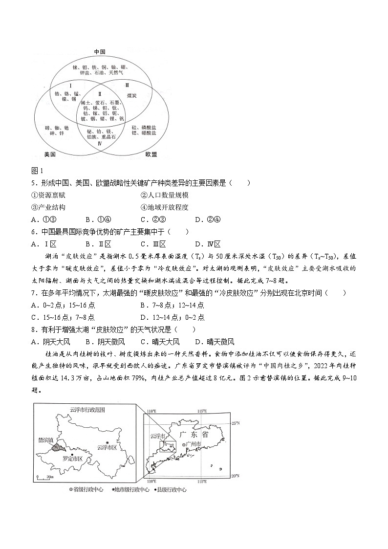 广东省深圳市2024届高三下学期2月第一次调研考试(一模)地理试卷(Word版附答案)02