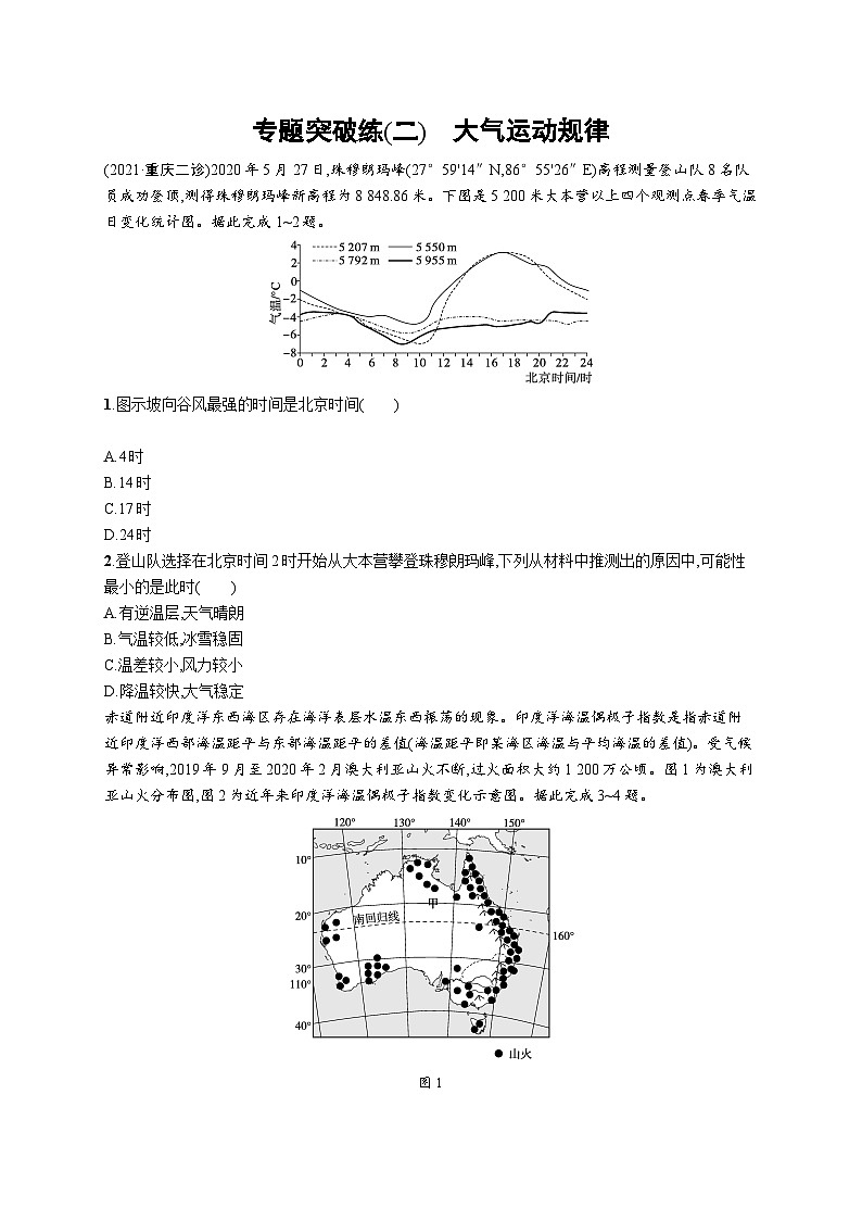 2024年高考地理二轮专项复习专题突破练(二)大气运动规律(Word版附解析)第1页