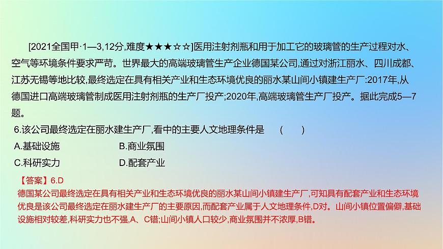 2025版高考地理一輪復(fù)習(xí)真題精練專題十產(chǎn)業(yè)區(qū)位因素第26練工業(yè)區(qū)位因素及其變化課件第7頁