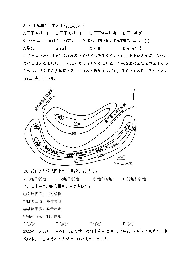 江西省新余市第一中学2023-2024学年高一下学期开学考试地理试卷(含答案)第3页