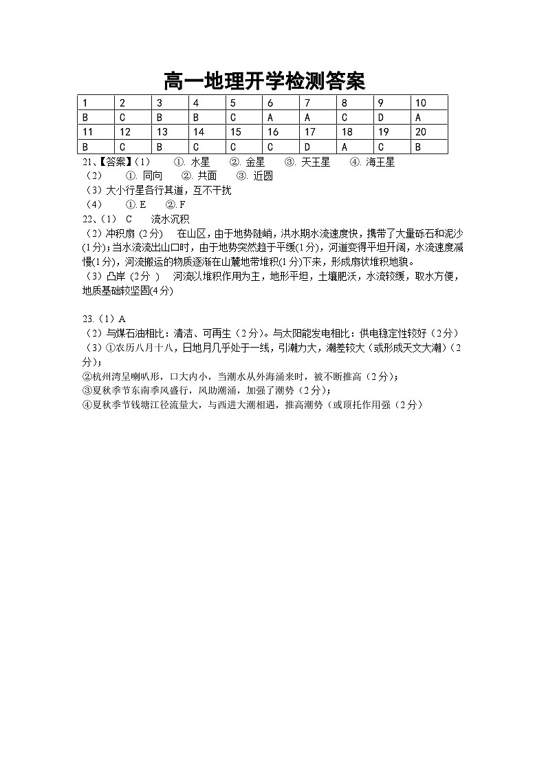 甘肃省白银市靖远县第四中学2023-2024学年高一下学期开学考试地理试题01