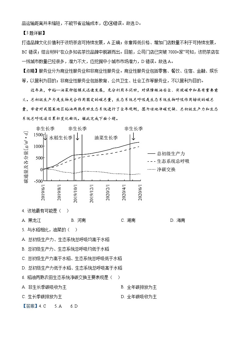 四川省2023-2024学年高三下学期开学诊断性考试地理(Word版附解析)02