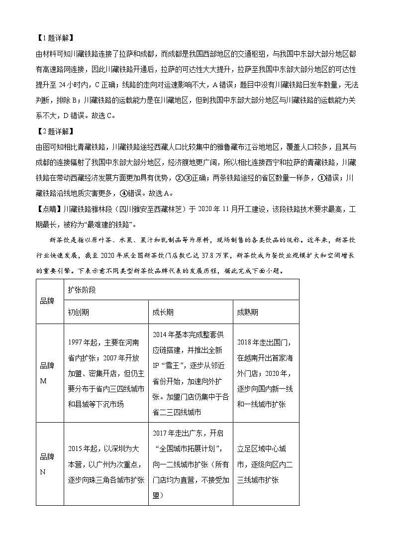 安徽省部分学校2023-2024学年高三下学期春季阶段性检测地理试题 Word版含解析02