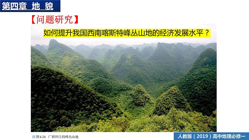 人教版(2019)必修一 第四章問題研究 如何提升我國西南喀斯特峰叢山地的經(jīng)濟發(fā)展水平課件第1頁