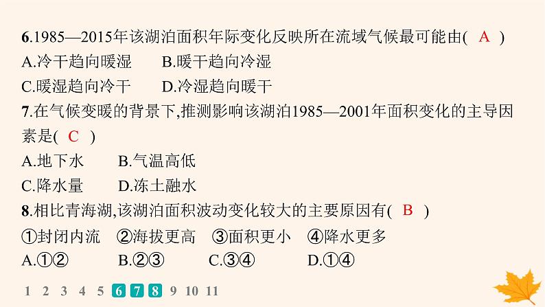 备战2025届高考地理一轮总复习第1篇自然地理第4章地球上的水课时规范练20陆地水体及其相互关系含湖泊课件08