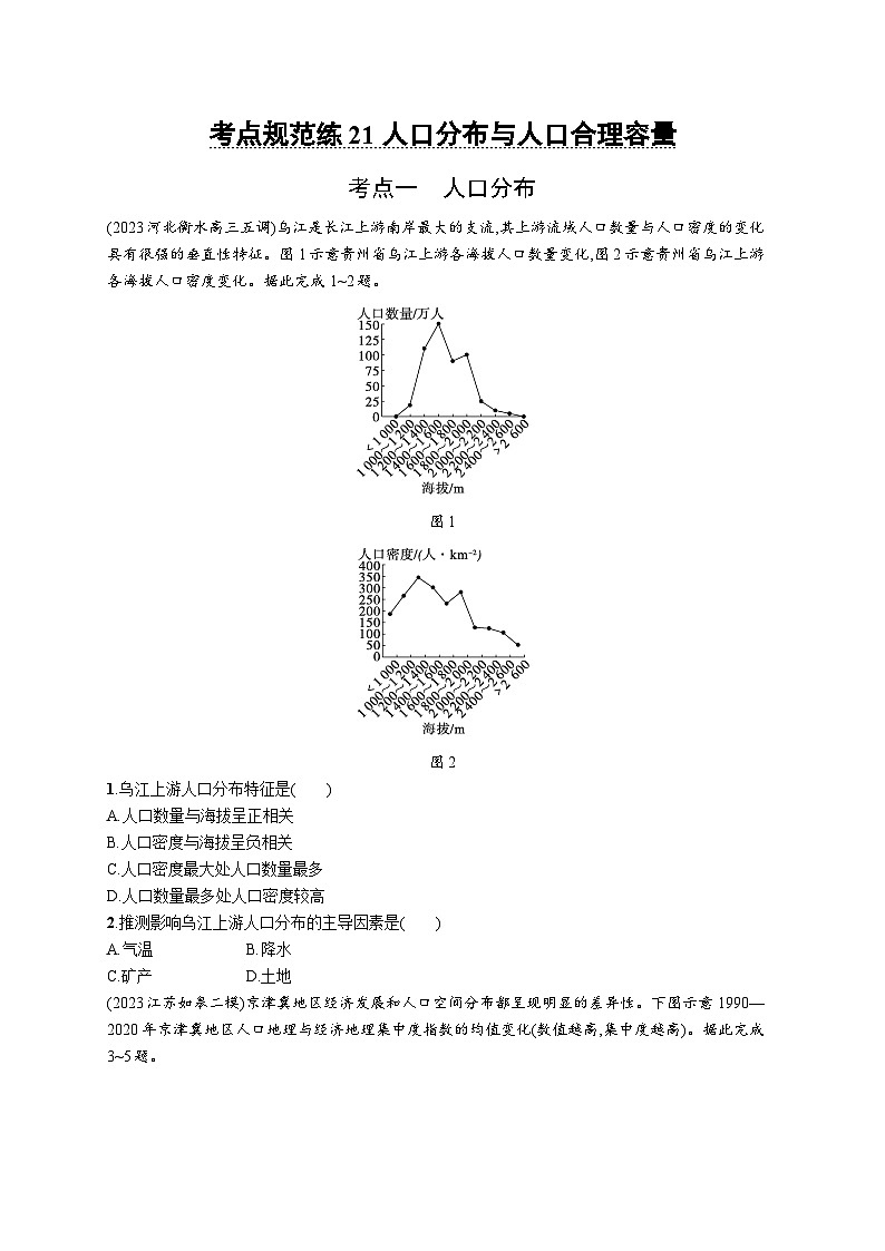 第6单元 人口与环境 第1节 人口分布与人口合理容量 2025年高考地理一轮总复习课件+习题鲁教版(新高考新教材)01