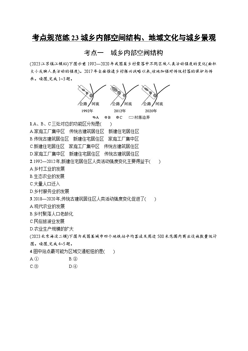 第7单元 乡村和城镇 第1节 城乡内部空间结构、地域文化与城乡景观 2025年高考地理一轮总复习课件+习题鲁教版(新高考新教材)01