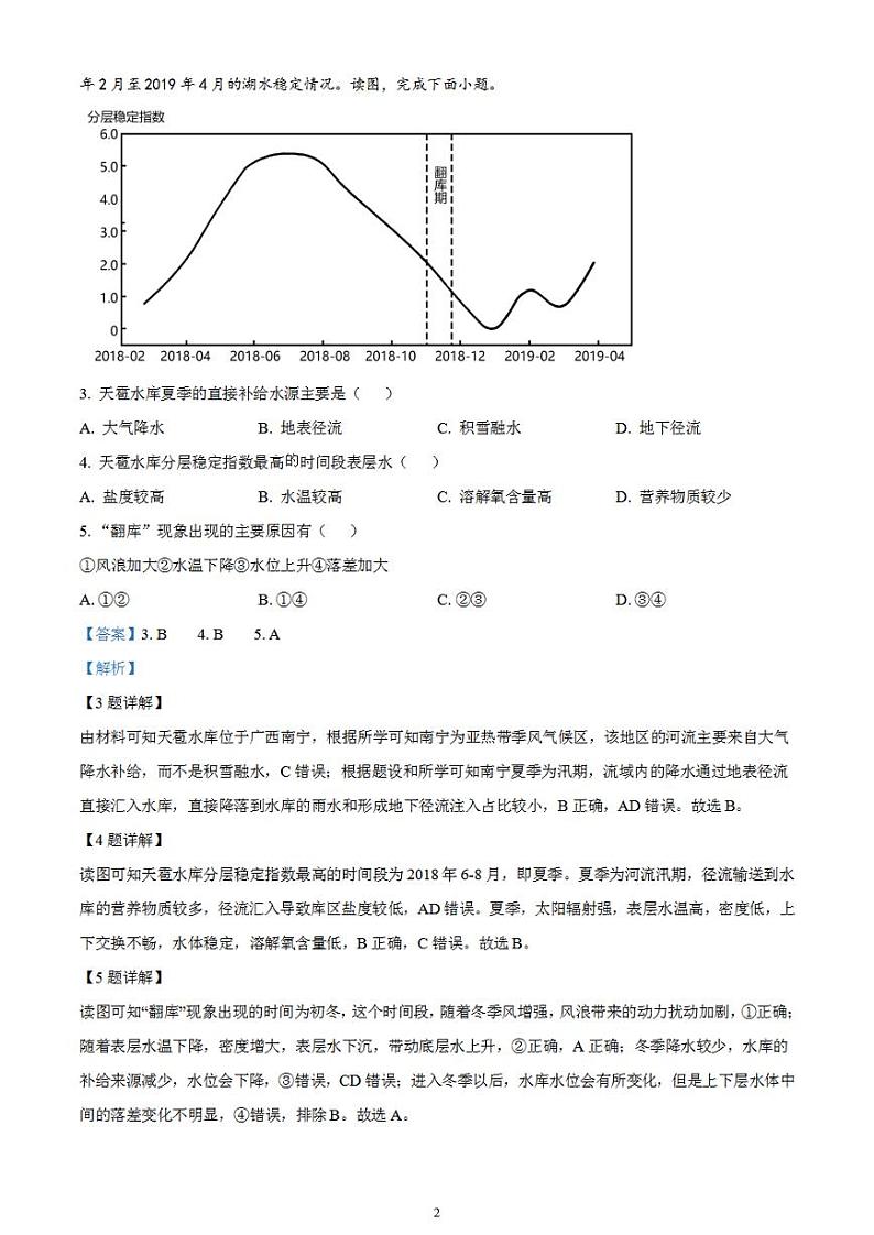 2024届湖南省衡阳市第八中学高三下学期模拟预测地理试题(一)含解析第2页