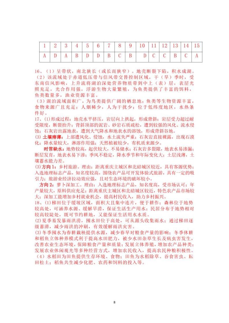 2024重庆市万州二中高二下学期3月月考试题地理PDF版含答案（可编辑）01