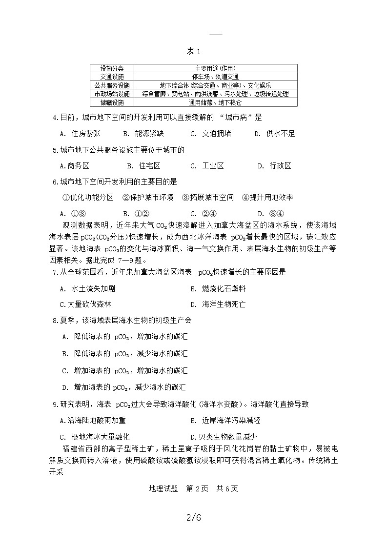 八省八校T8联考2024届高三第二次学业质量评价地理试卷(Word版附解析)02