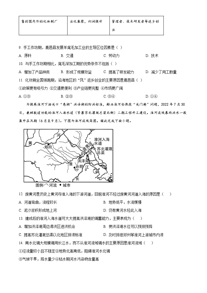 山东省泰安市新泰第一中学老校区(新泰中学)2023-2024学年高二下学期第一次月考地理试卷(Word版附解析)第3页