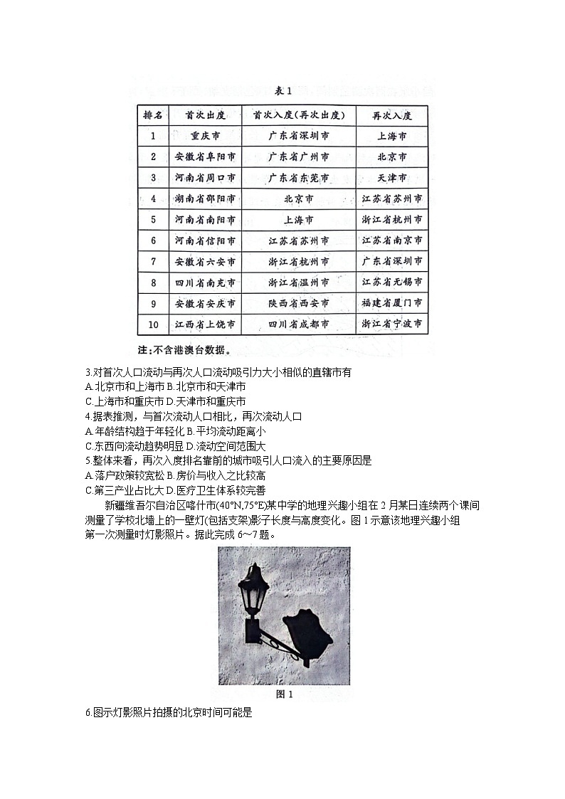 山东省新高考联合质量测评2023-2024学年高三下学期3月联考地理试题第2页
