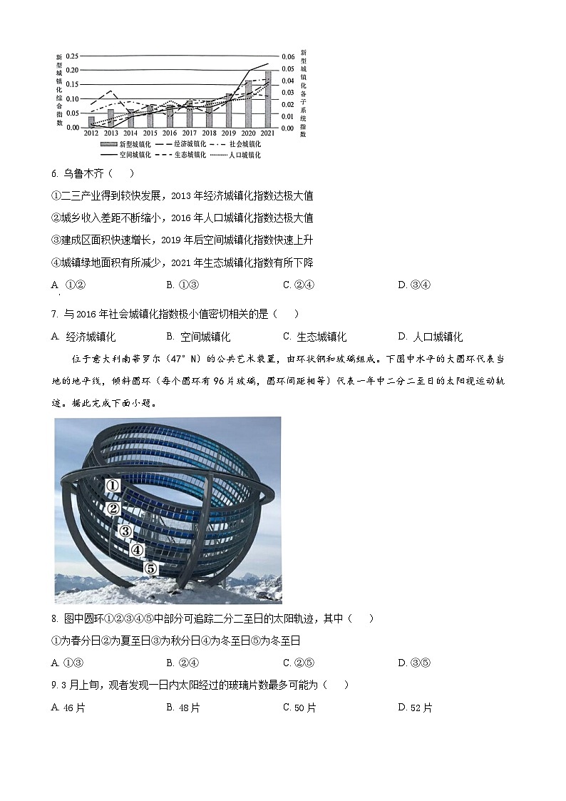 安徽省名校教研联盟2023-2024学年高三下学期3月考试地理试卷 Word版无答案第3页