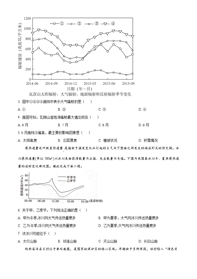 2024长沙师大附中高三下学期月考(七)地理试卷含解析02