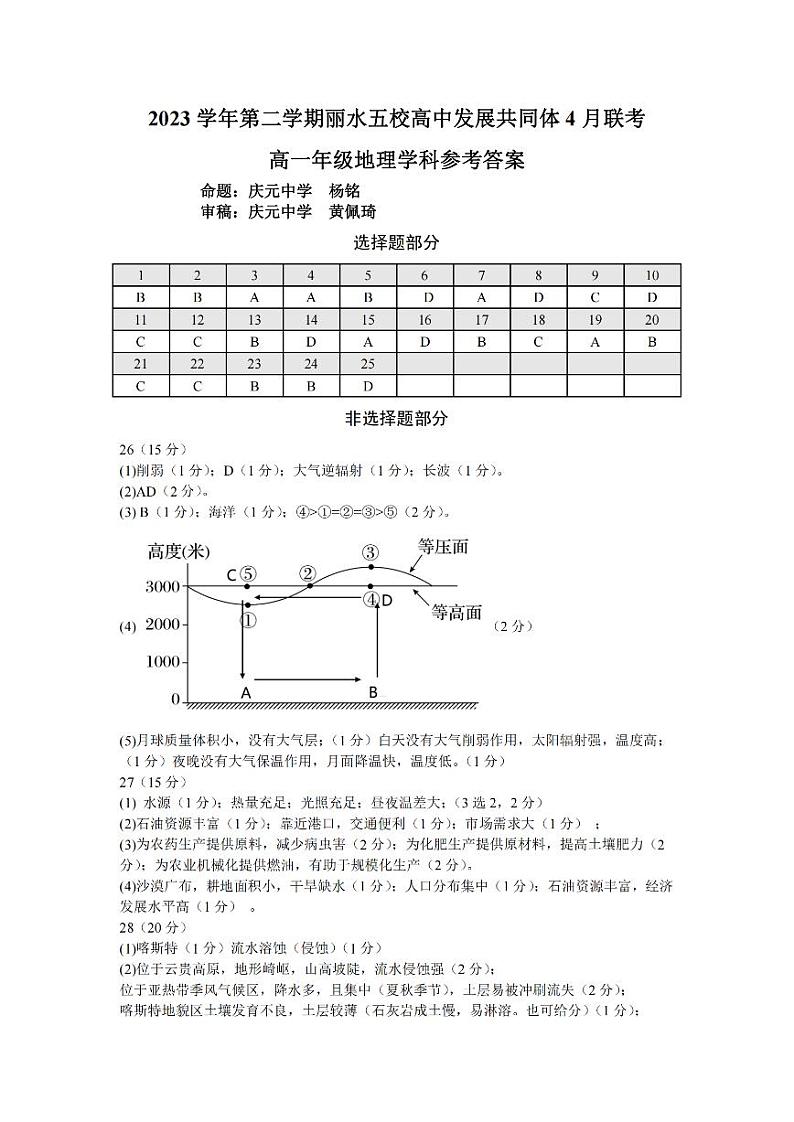 地理答案第1页
