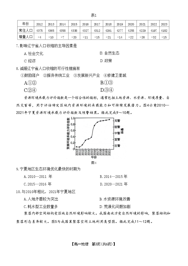 辽宁省部分学校2023-2024学年高一下学期4月月考地理试题（Word版附答案）03