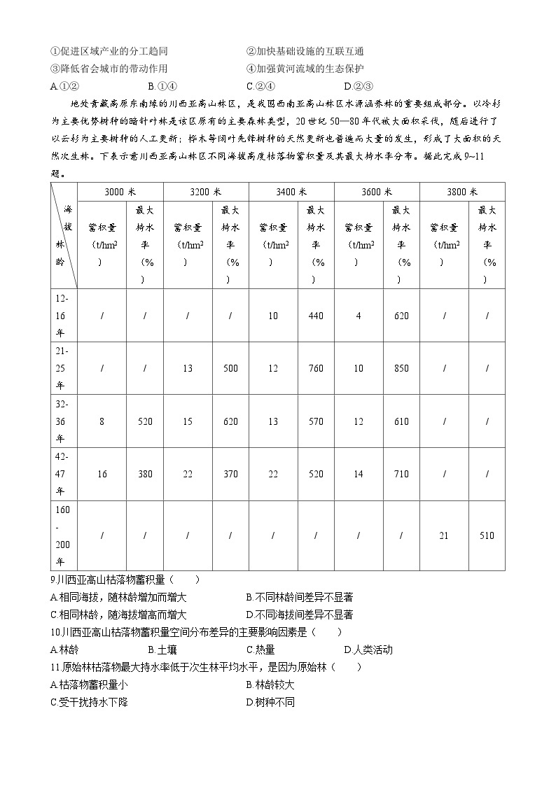 2024安庆示范高中高三下学期4月联考试题（三模）地理含解析03