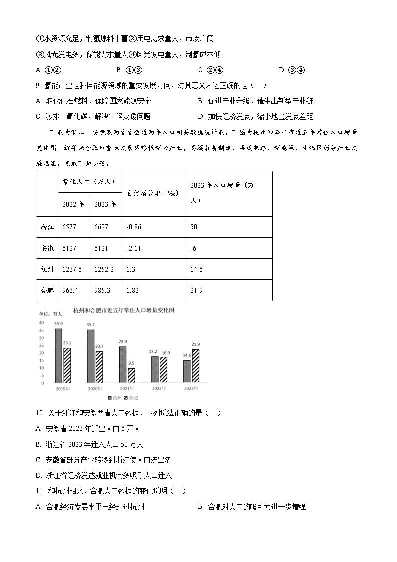 浙江省衢温“5+1”联盟2023-2024学年高二下学期期中联考地理试题(原卷版)第3页