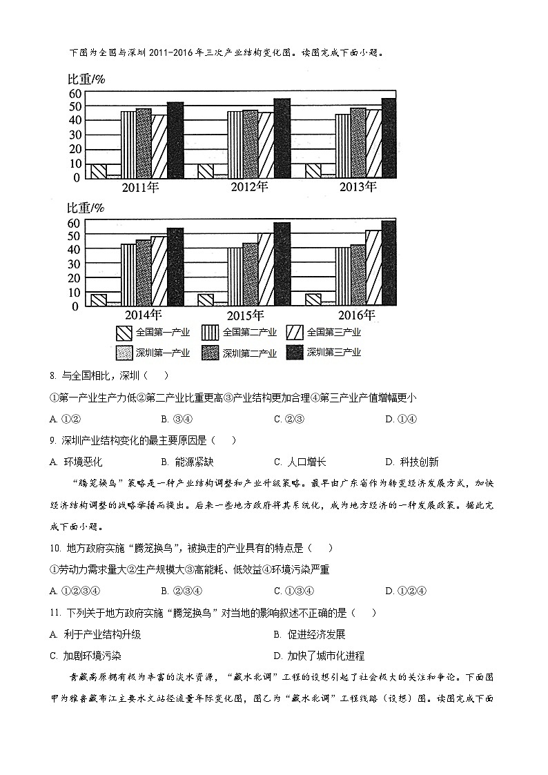 云南省下关第一中学教育集团2023-2024学年高二下学期3月月考地理试题 Word版无答案第3页