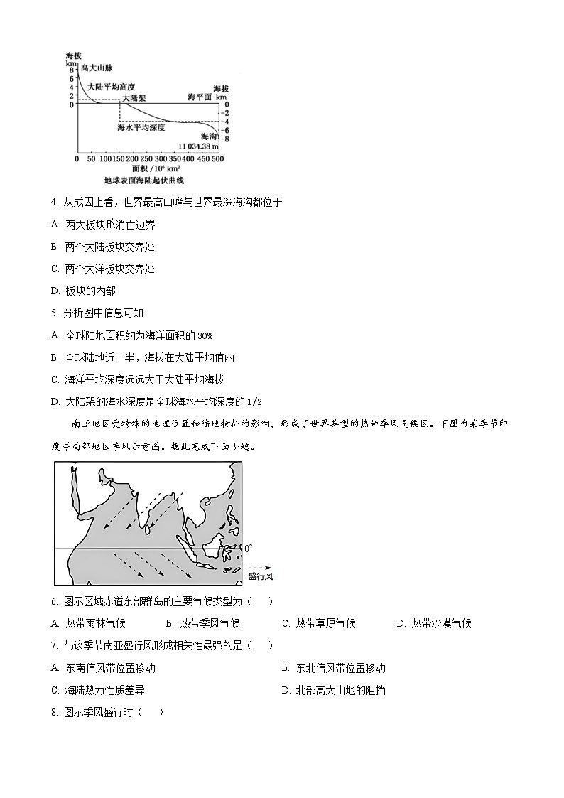 云南省水富市第一中学2023-2024学年高二下学期第一次月考地理试题 Word版无答案第2页