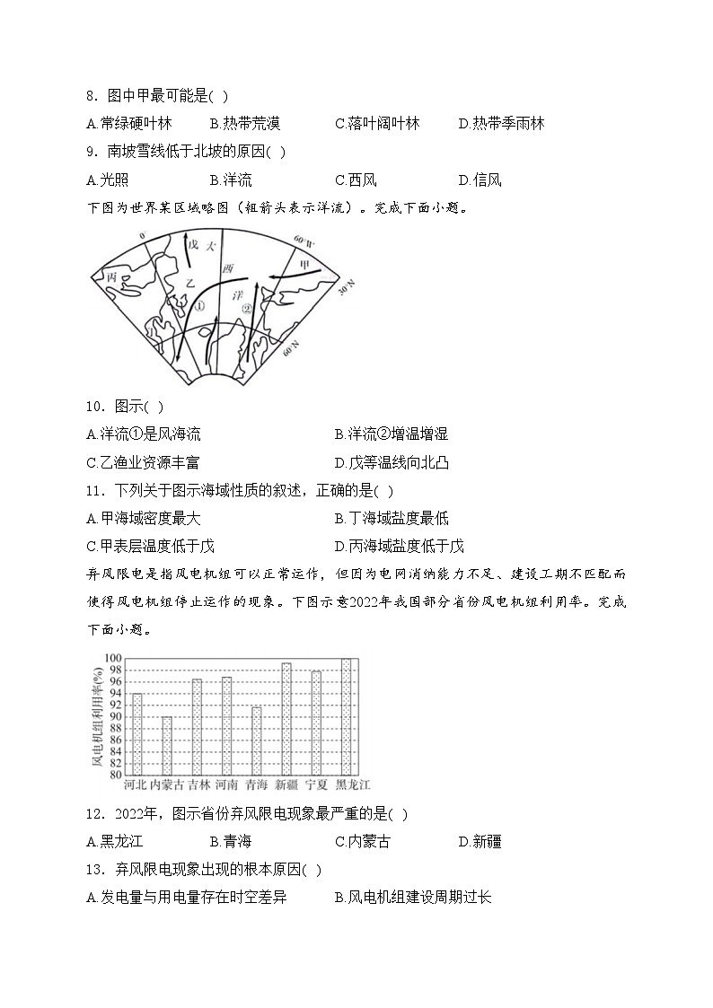 浙江省杭州市S9联盟2023-2024学年高二下学期期中联考地理试卷(含答案)03