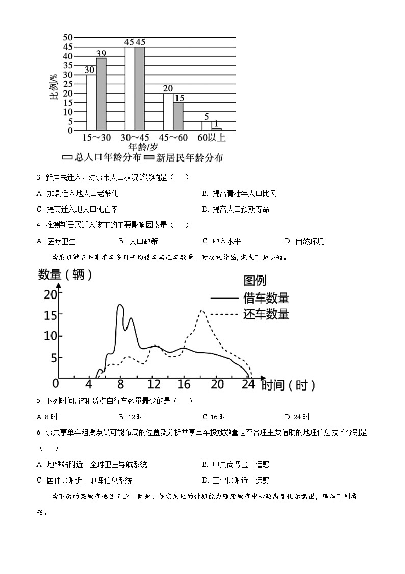 陕西省西安市期中联考2023-2024学年高一下学期4月期中地理试题(原卷版)第2页