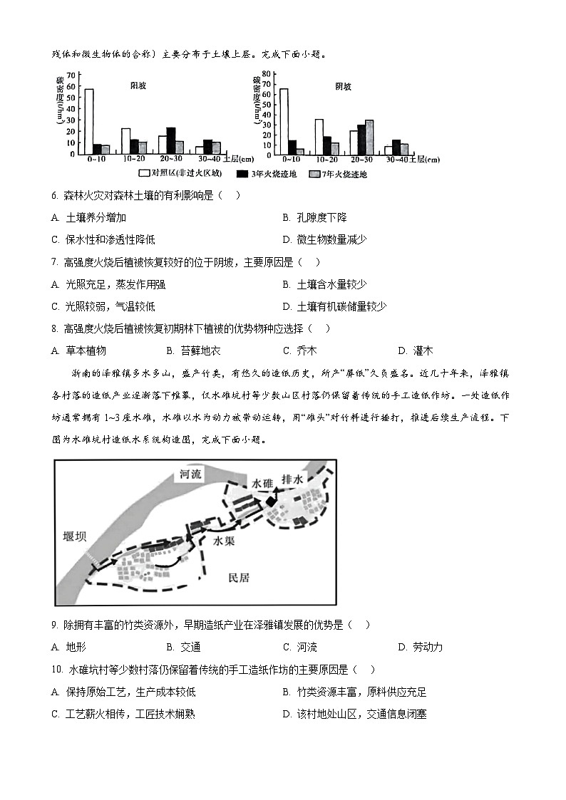 江西省宜春市上高县2023-2024学年高三下学期5月月考地理试题(原卷版)第2页