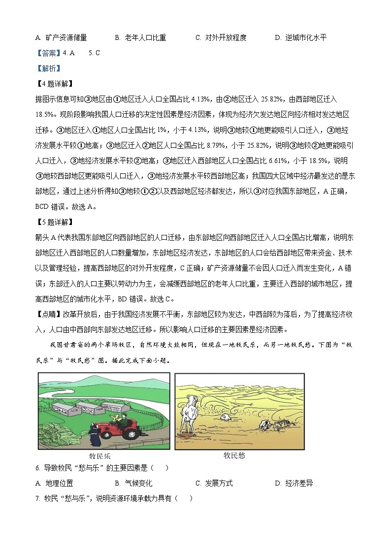 江苏省连云港市东海县2023-2024学年高一下学期期中地理试题(原卷版+解析版)03
