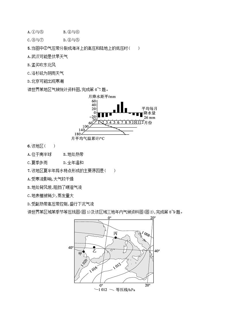 适用于新高考新教材新疆专版2024届高考地理一轮总复习考点规范练10气压带和风带及其对气候的影响02