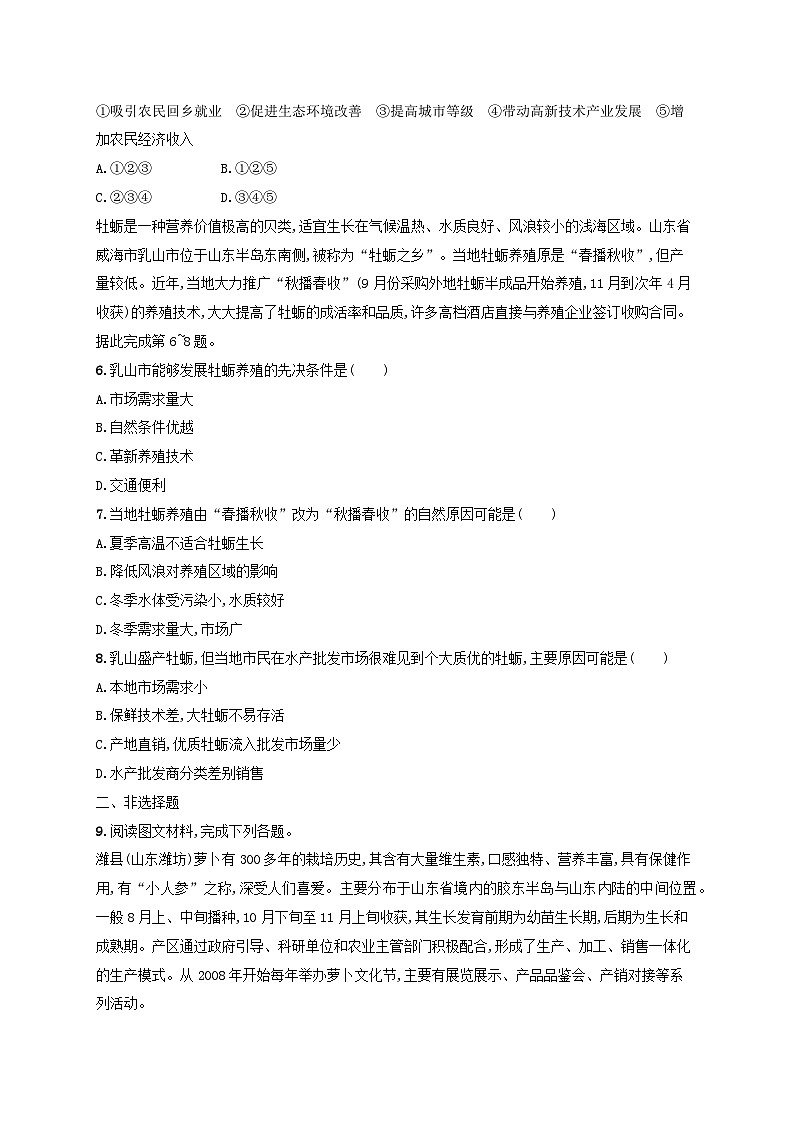 适用于新高考新教材新疆专版2024届高考地理一轮总复习考点规范练27农业区位因素及其变化第2页