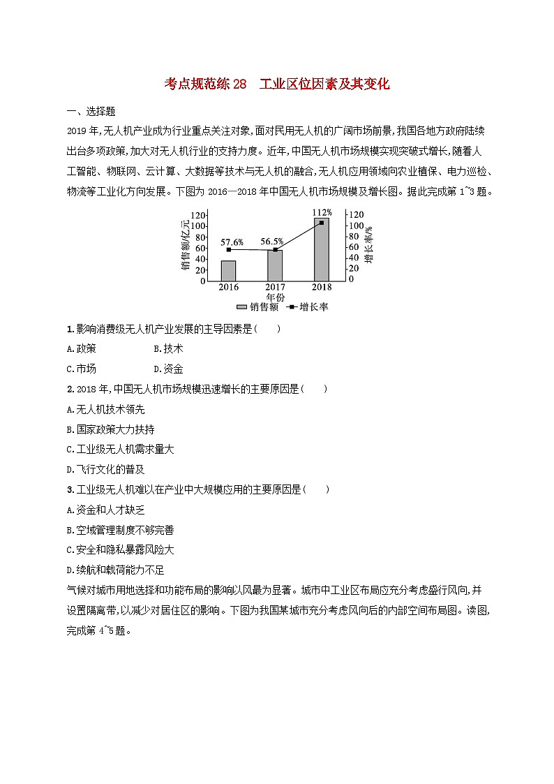 适用于新高考新教材新疆专版2024届高考地理一轮总复习考点规范练28工业区位因素及其变化第1页