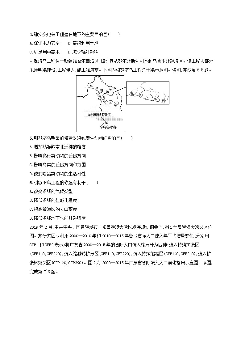 适用于新高考新教材新疆专版2024届高考地理一轮总复习考点规范练39资源跨区域调配与产业转移第2页