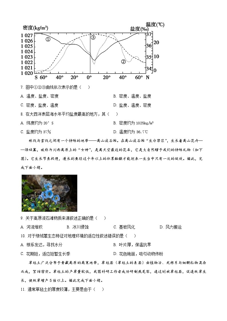 2024宁波五校联盟高一下学期4月期中联考试题地理含解析第3页
