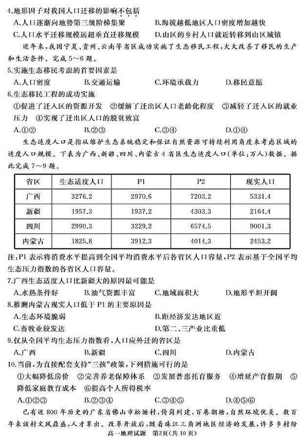 地理-山东省枣庄市滕州市2023—2024学年高一下学期4月期中试题02