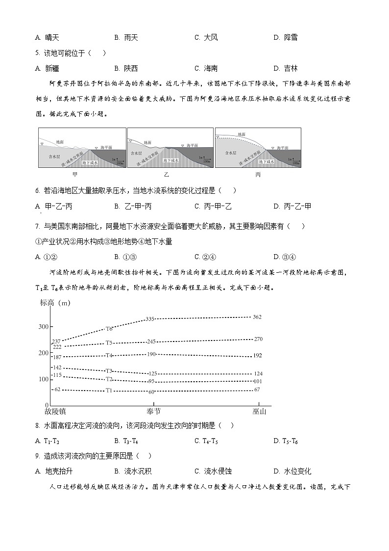 重庆市乌江新高考协作体2024届高三下学期二模地理试题 Word版无答案第2页
